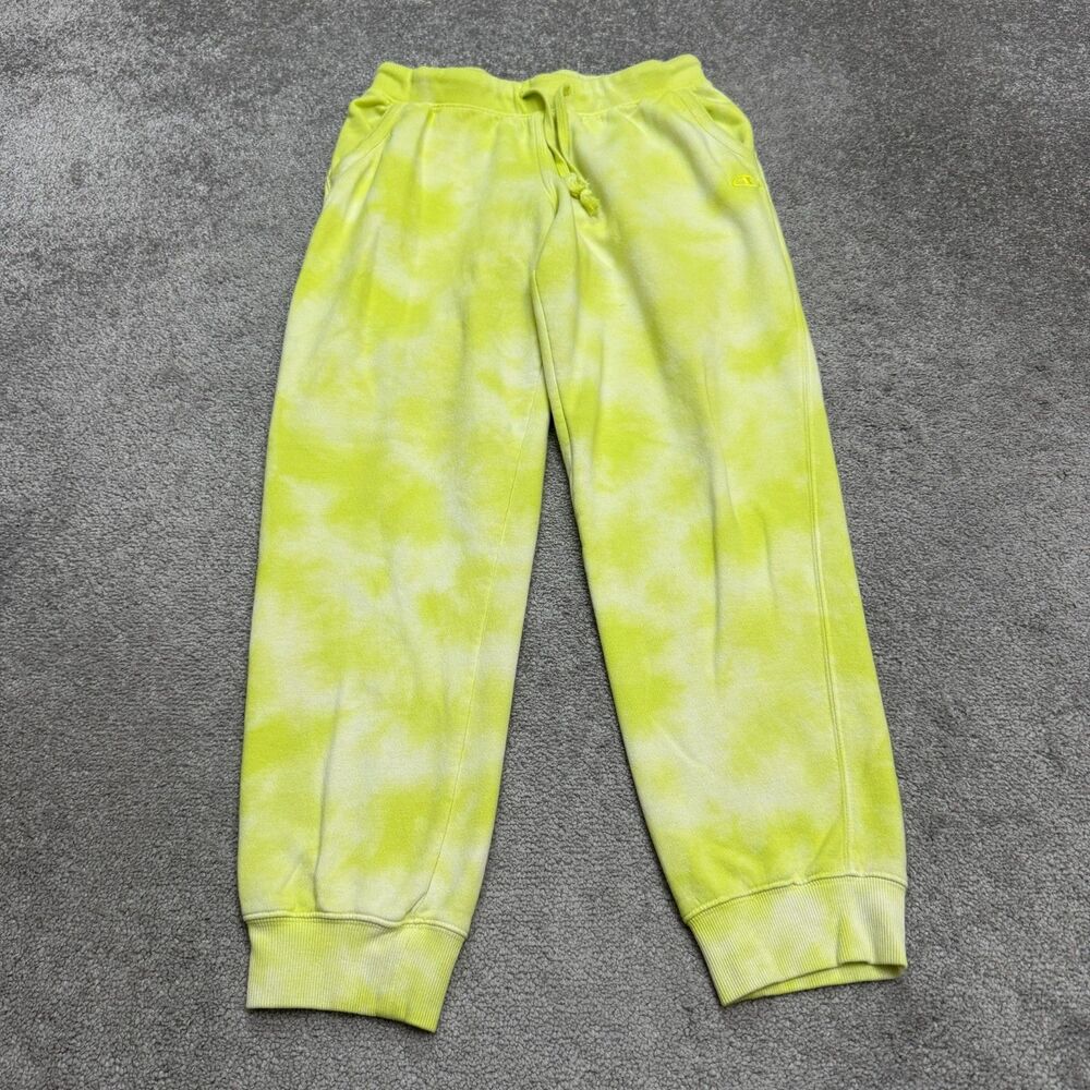 Champion Tie Dye Jogger Sweatpants Womens Medium Lime Green Fleece Actiewear